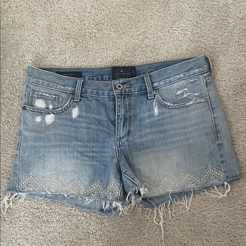 Lucky Brand Light Blue Distressed Jean Shorts